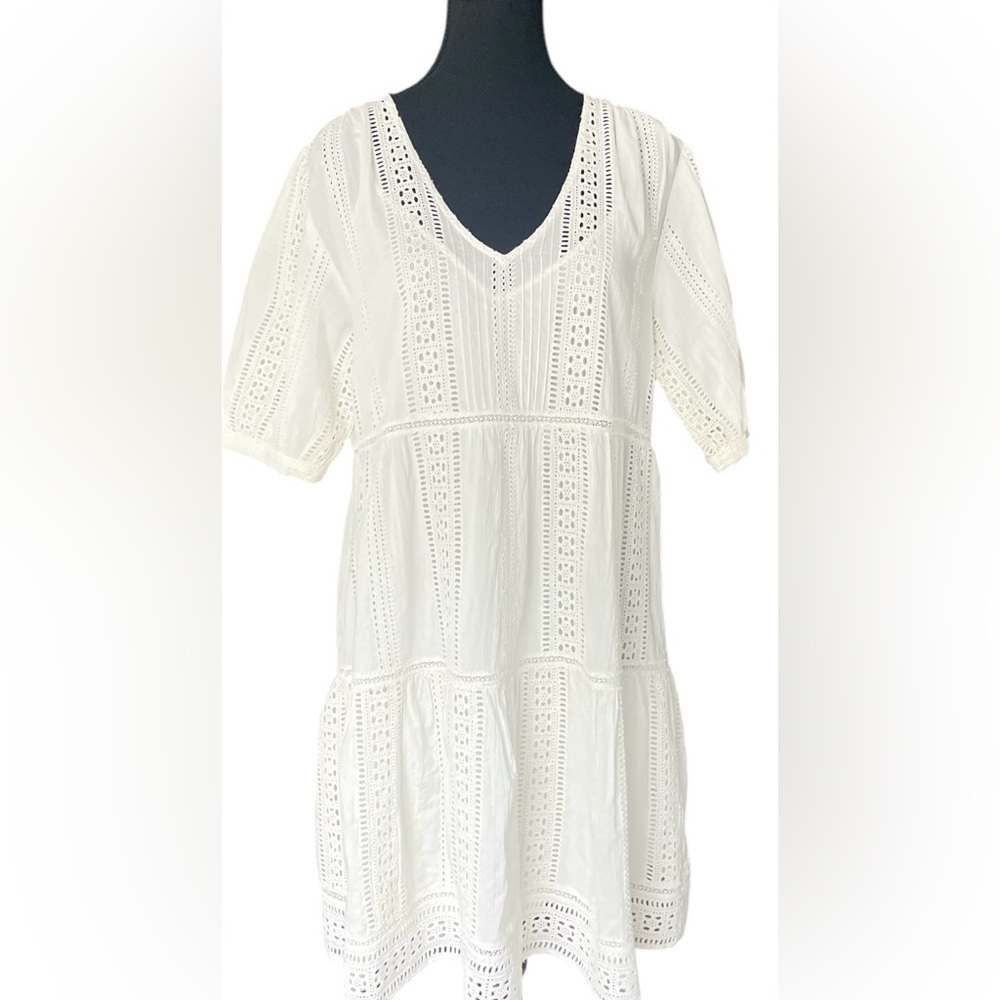 Velvet by Graham & Spencer Beach Eyelet Mini Dress in Ivory Size XS